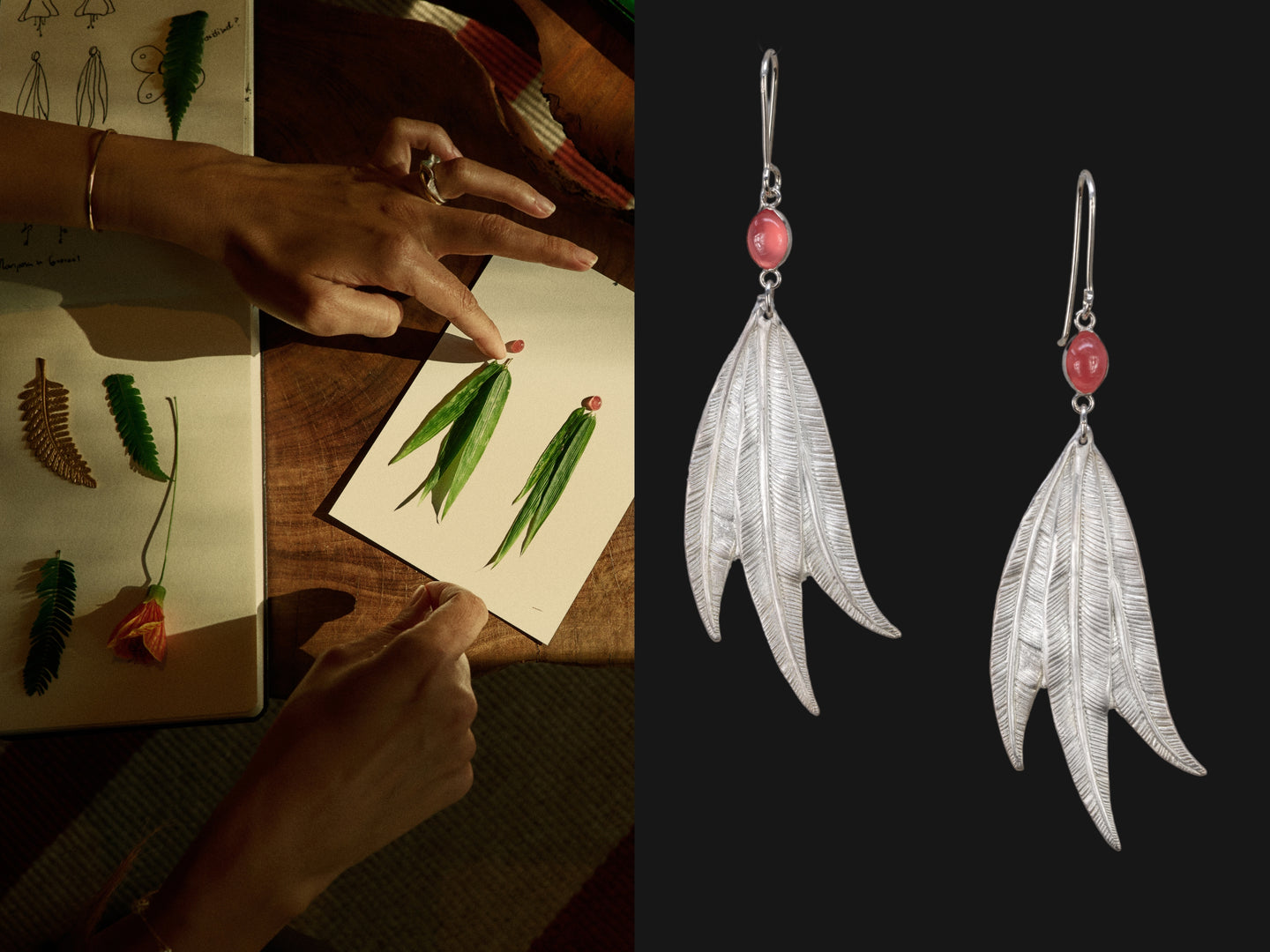 Rhodochrosite and Bamboo blades