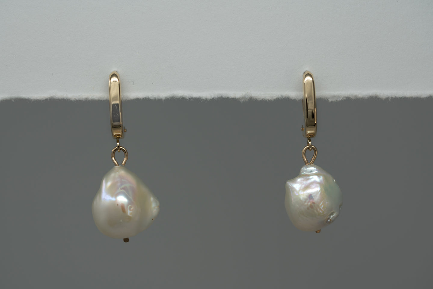 14k Gold huggie Pearls
