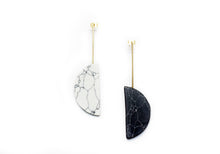 Load image into Gallery viewer, B &amp; W stone moon earring
