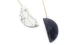 Load image into Gallery viewer, B &amp; W stone moon earring
